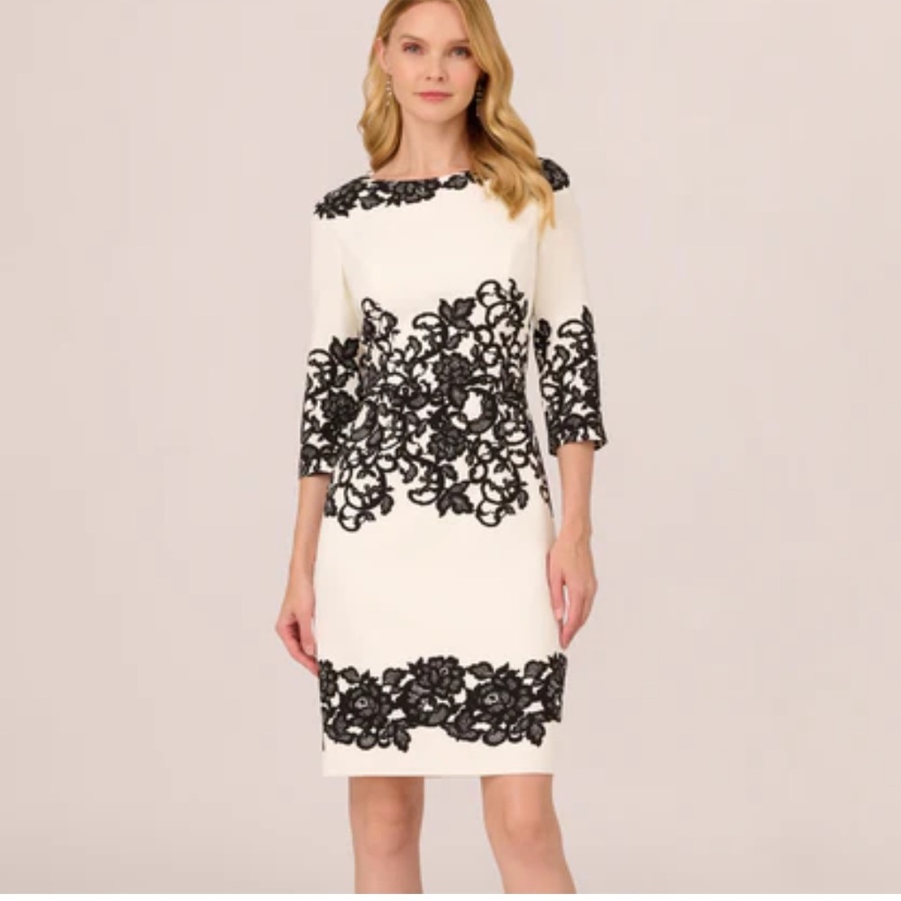 Adrianna Papell formal scroll lace dress